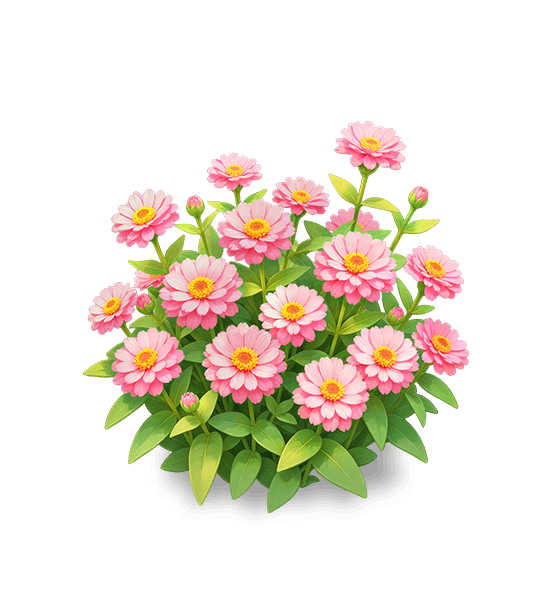 Soft Pink Crystal Zinnia