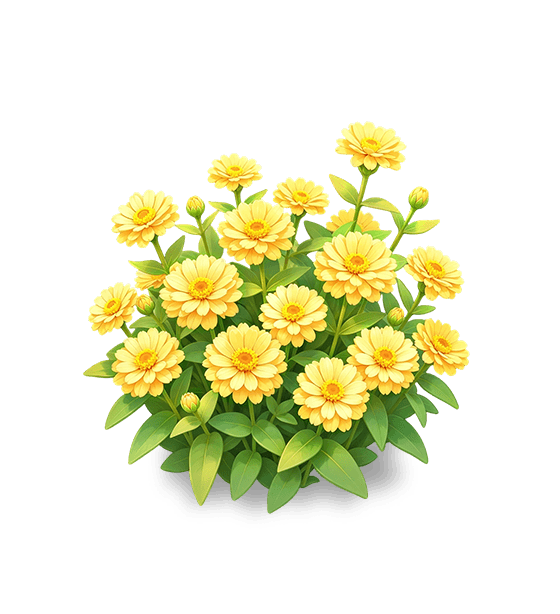 Warm Gold Crystal Zinnia