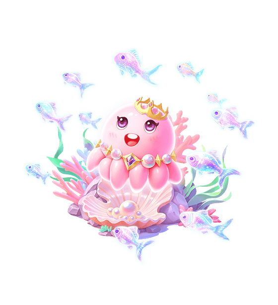 Poulpe rose chassant les poissons