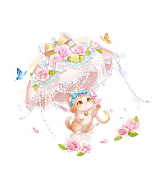 Playful Cat's Floral Umbrella