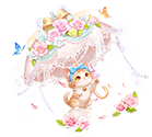 Playful Cat's Floral Umbrella — stage 3